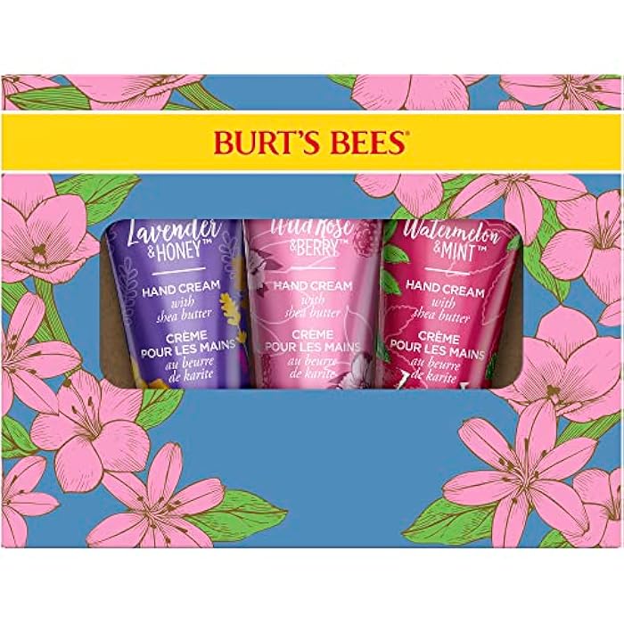 Burt's Bees Hand Cream Gift Set with Shea Butter, Lavender & Honey, Wild Rose & Berry and Watermelon & Mint, 3 Pack - Image 1