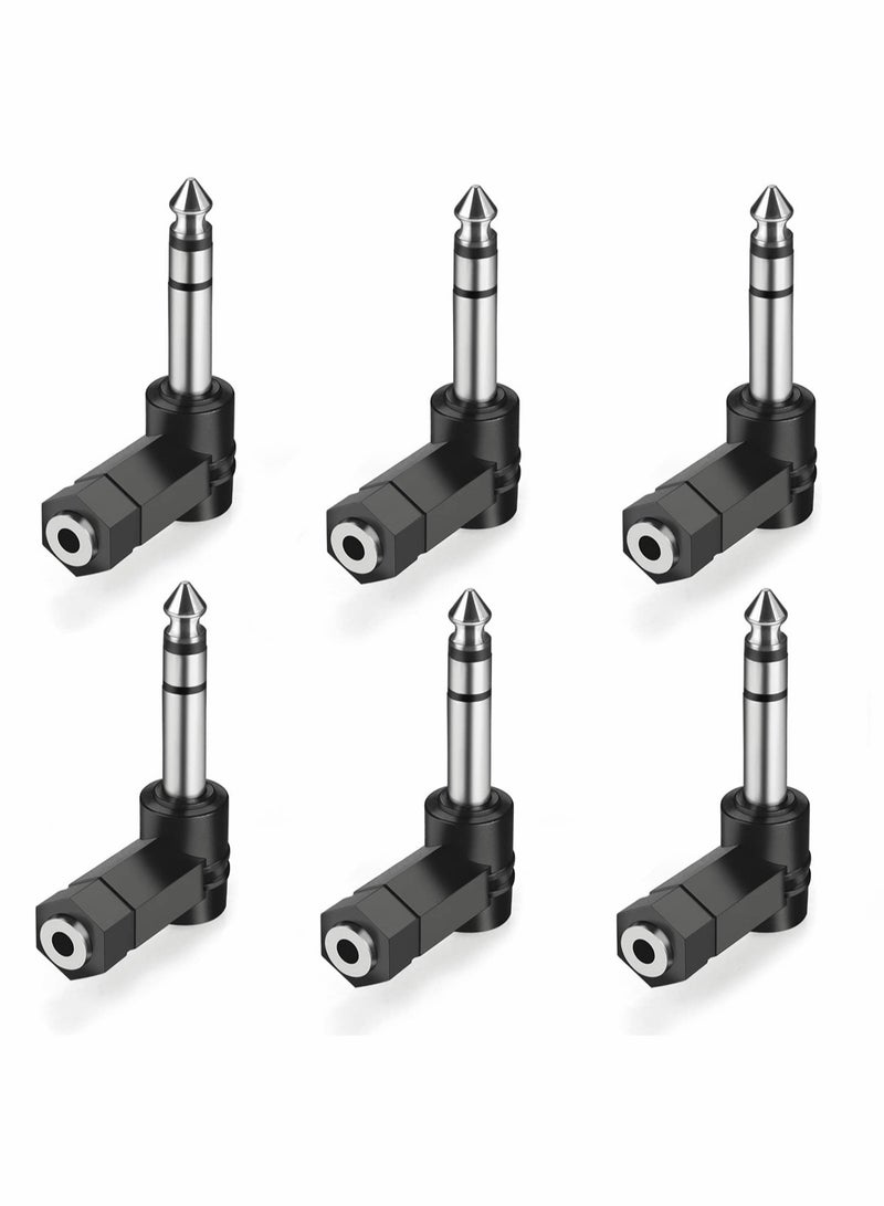 Excefore 6 PCS 3.5mm Right Angle Male to Female Audio Adapter Converter TRS Stereo Jack Plug AUX Connector Compatible with Headset, Tablets, MP3 Players, Game Controller, Speakers  - Image 1