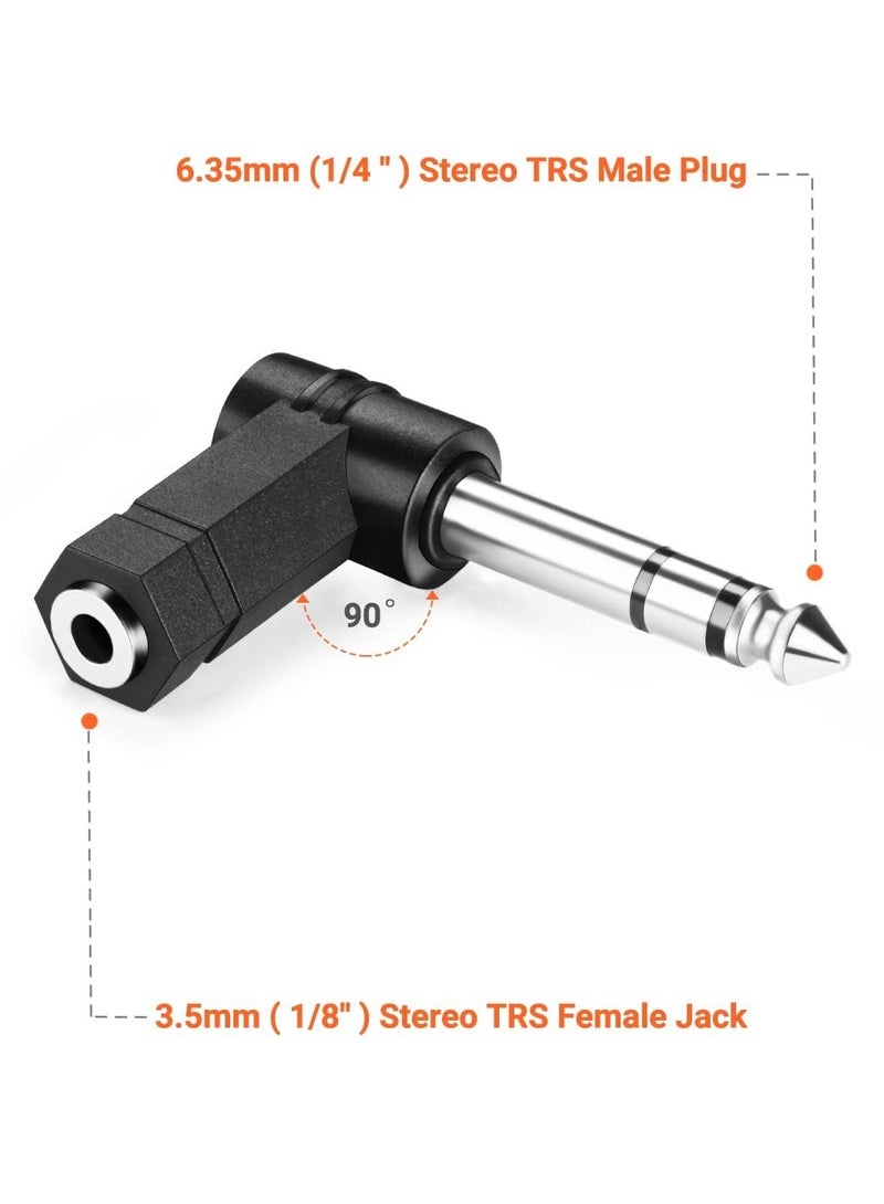Excefore 6 PCS 3.5mm Right Angle Male to Female Audio Adapter Converter TRS Stereo Jack Plug AUX Connector Compatible with Headset, Tablets, MP3 Players, Game Controller, Speakers  - Image 5
