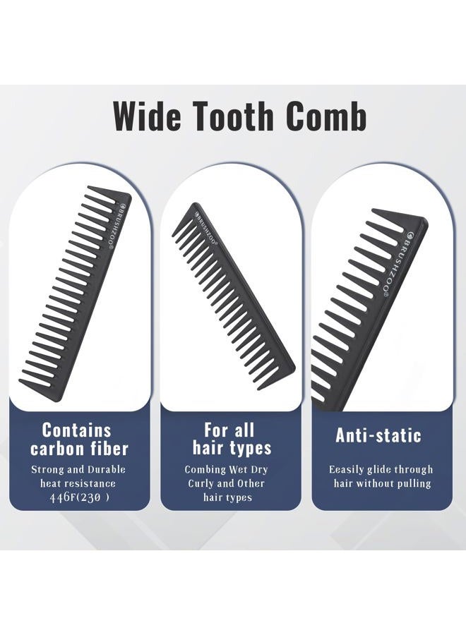 O BRUSHZOO مجموعة فرشاة الشعر BRUSHZOO للنساء والرجال والأطفال - فرشاة فك التشابك للشعر المجعد والطبيعي 3/4abc، مشط واسع الأسنان، فرشاة فك التشابك، وزجاجة رذاذ الشعر - Image 4