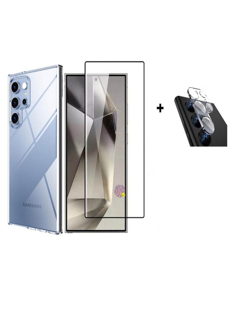 DUSALA 3in1 Tempered Glass For Samsung Galaxy S25 Ultra Screen Protector Camera 1 Pack Lens Film+ 1 Pack Screen protector+1 Pack Transparent Phone Case - Image 1
