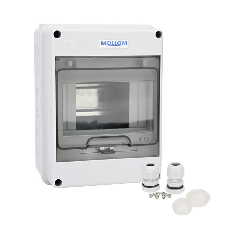 MOLLOM 5 Way Circuit Breaker MCB Distribution Protection Box with DIN Rail, IP65 Waterproof,for Indoor and Outdoor - Image 1