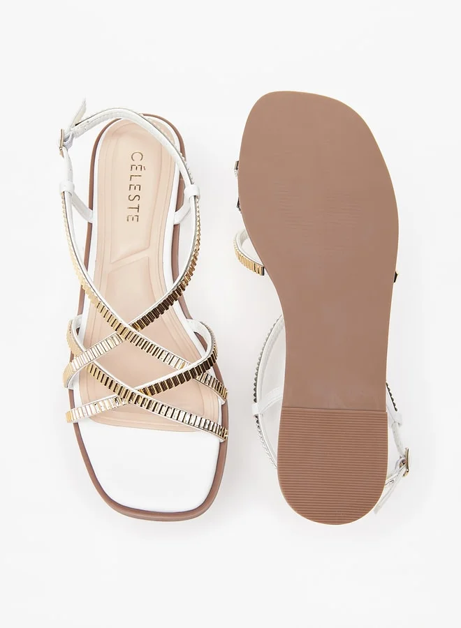 سيليست Women's Embellished Sandal with Buckle Closure