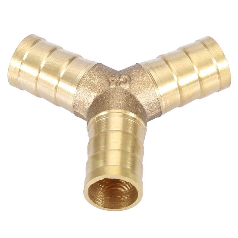 Brass Y 3 Way Hose Barbed Connector 12mm 2pcs For Water Oil Gas Fitting - Image 3