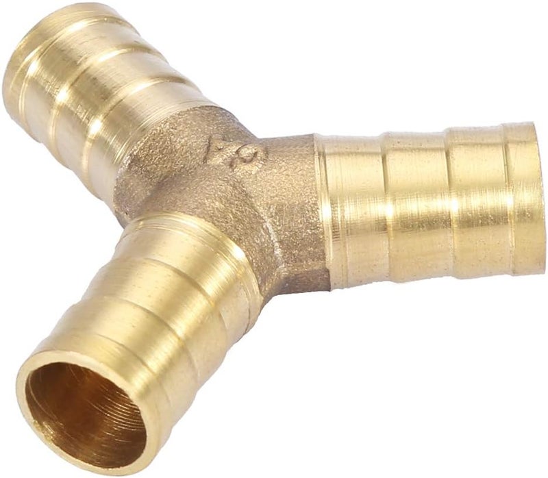 Brass Y 3 Way Hose Barbed Connector 12mm 2pcs For Water Oil Gas Fitting - Image 1