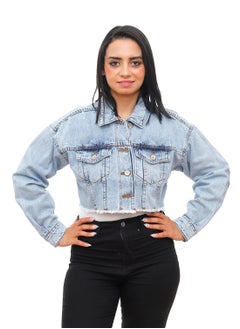 Coctail 7498-Cropped jeans jacket-Light blue  - Image 1