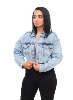 Coctail 7498-Cropped jeans jacket-Light blue  - Image 3