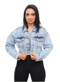 Coctail 7498-Cropped jeans jacket-Light blue  - Image 2
