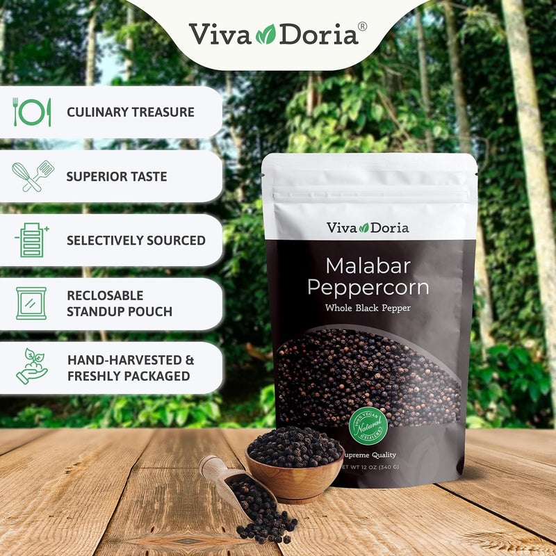 Viva Doria Malabar Black Peppercorns & Himalayan Pink Salt Set - Image 2