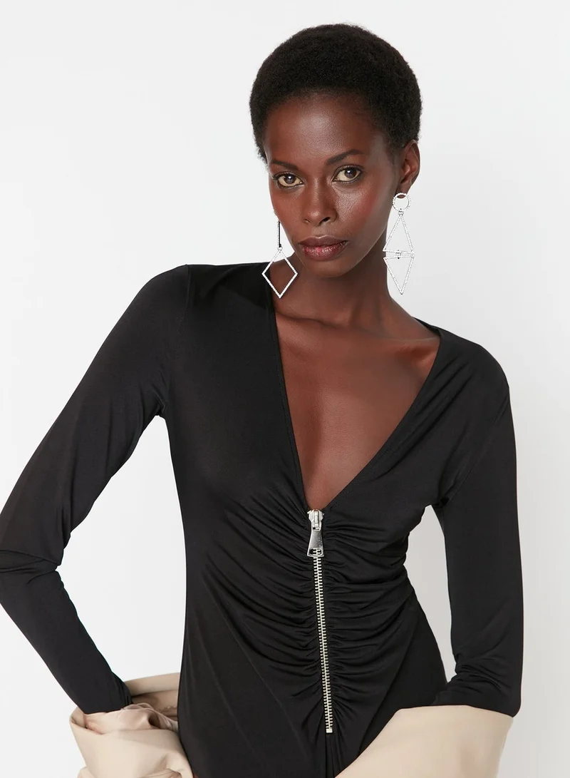 trendyol Zip Detail Knitted Body