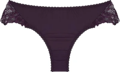 ماجيك فورم 762 Lace Front Fabric Back Brazil Panties - Plum