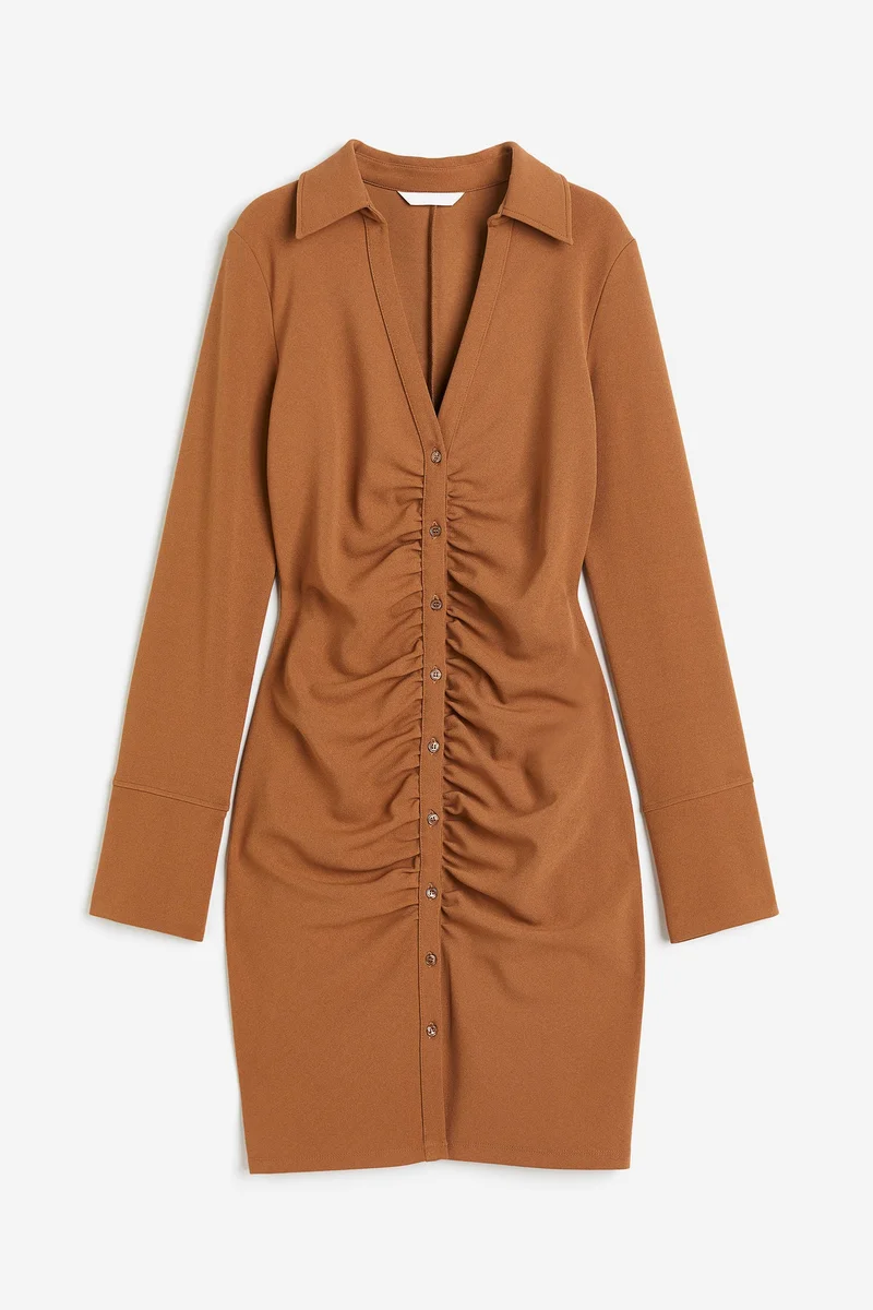 اتش اند ام Ruched Detail Button Down Shirt Dress