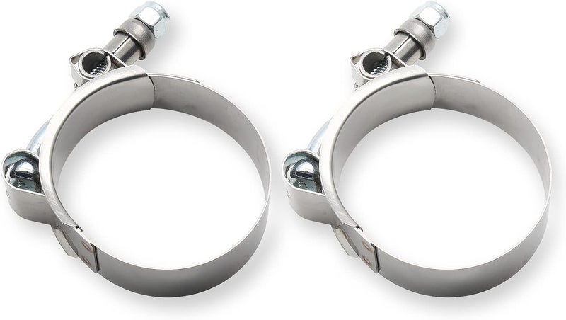 Jersvimc 2Pcs 1 3/4 Inch T-Bolt Hose Clamps for Range 51-57mm, Stainless Steel T Clamp Adjustable Turbo Clamps Intercooler Hose Clamp for 1.75" ID - Image 2