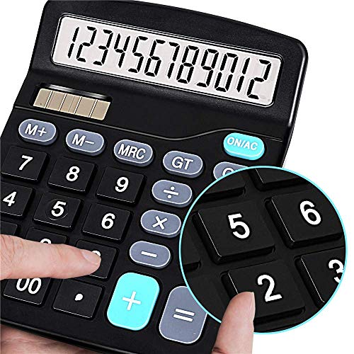YOUHO Solar Battery Calculator, Dual Power Standard Function with Large LCD Display, Black (NO Battery) (KK-837B, 1PACK) - Image 2