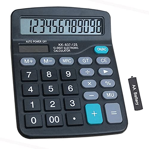 YOUHO Solar Battery Calculator, Dual Power Standard Function with Large LCD Display, Black (NO Battery) (KK-837B, 1PACK) - Image 1