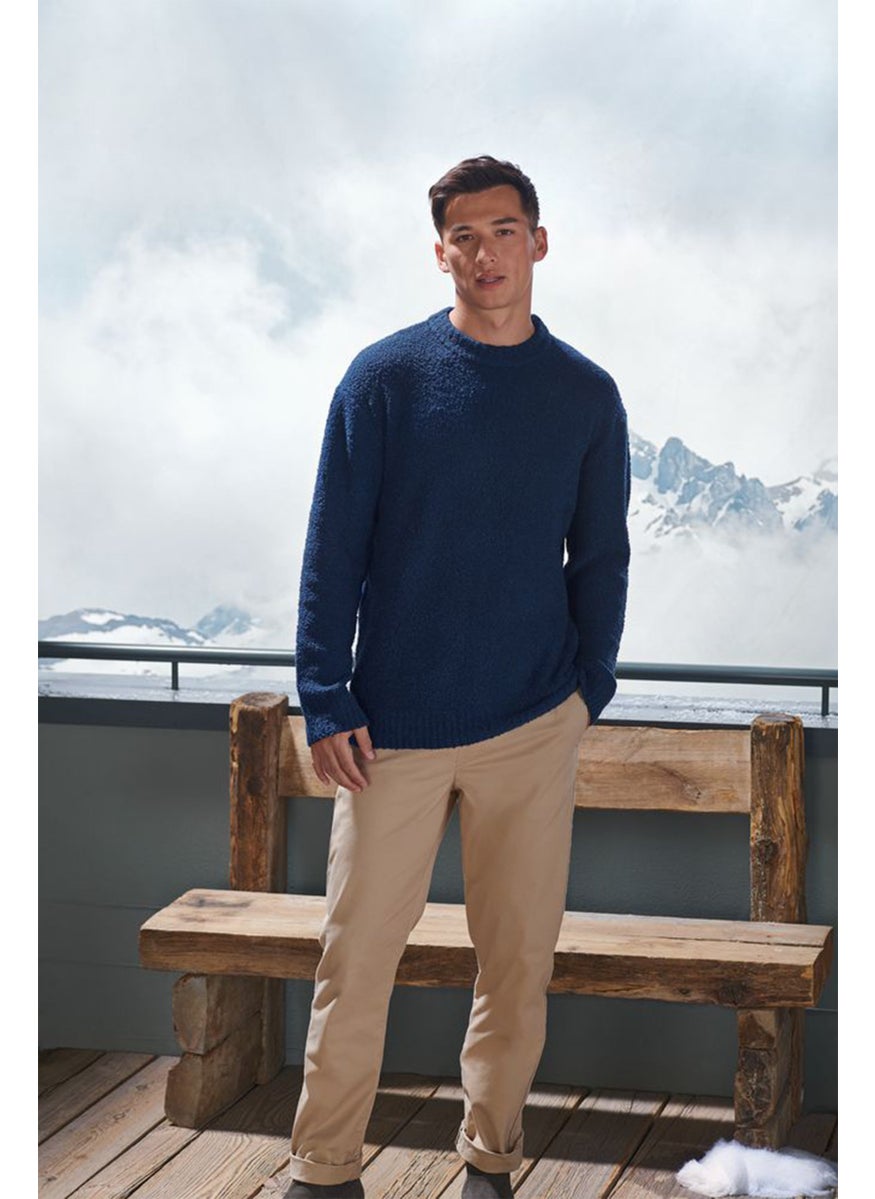 Tchibo Men Crew Neck Knitted Sweater, Navy  - Image 1