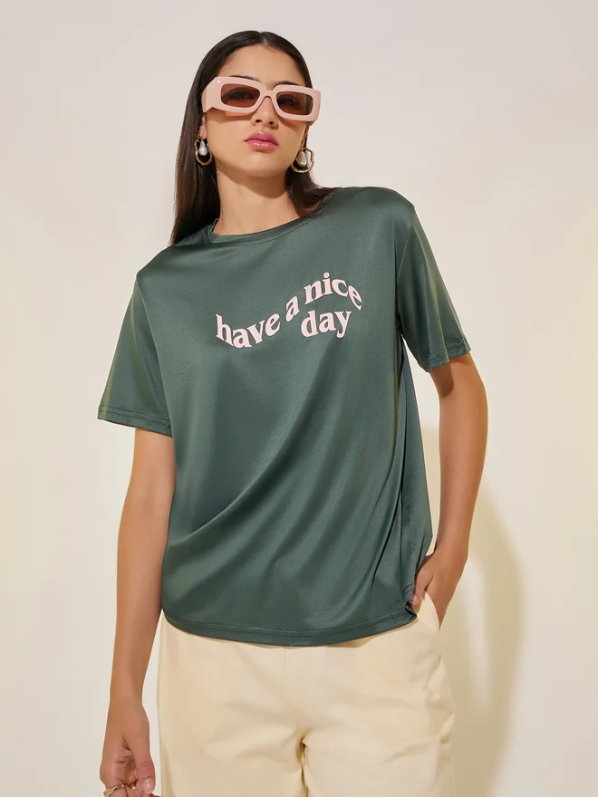 Take Two Take Two Regular Fit Round Neck Slogan T-shirt