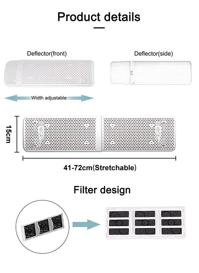 S-Color - Adjustable Air Conditioner Deflector with Filter Ac Air Outlet Air Wing Household Summer  Air Cooled Baffle Wind Direction Telescopic Windshield for Home Folding Wind Screen Wind Shield with Filter - Image 1