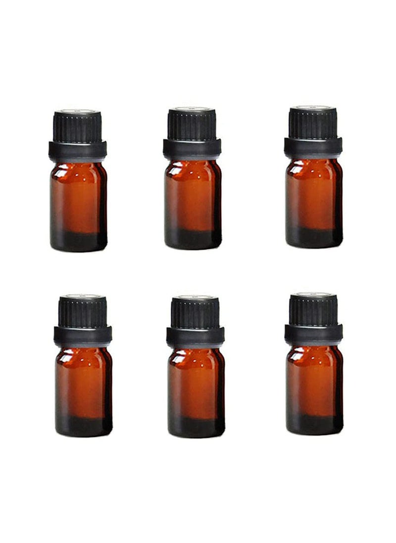 ericotry - 6Pcs Refillable Empty Amber Glass Essential Oil Bottle Vials Attar Jars Bottles with Orifice Reducer and Black Screw Cap DIY Makeup Supplies Tool Accessories Perfume Aromatherapy size 5ml/0.17oz - Image 1