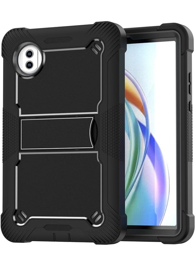 VKL Compatible with Honor Pad X7 8.7 inch 2025 Tablet Case, Kids-Friendly 3 in 1 Hybrid Shockproof Silicone Gel Protective Tablet Cover Built In Stand (Black)
