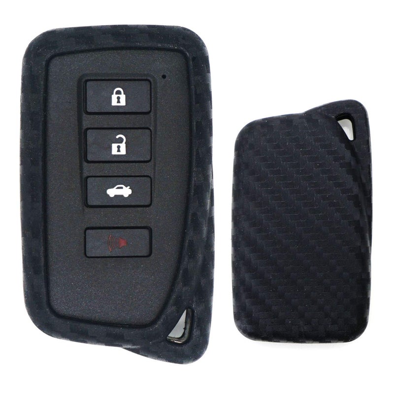 iJDMTOY Carbon Fiber Pattern Soft Silicone Key Fob Cover Case Compatible with Lexus is ES GS RC NX RX LX 200 250 350 2nd Gen Smart Key - Image 1