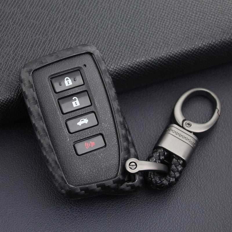iJDMTOY Carbon Fiber Pattern Soft Silicone Key Fob Cover Case Compatible with Lexus is ES GS RC NX RX LX 200 250 350 2nd Gen Smart Key - Image 4