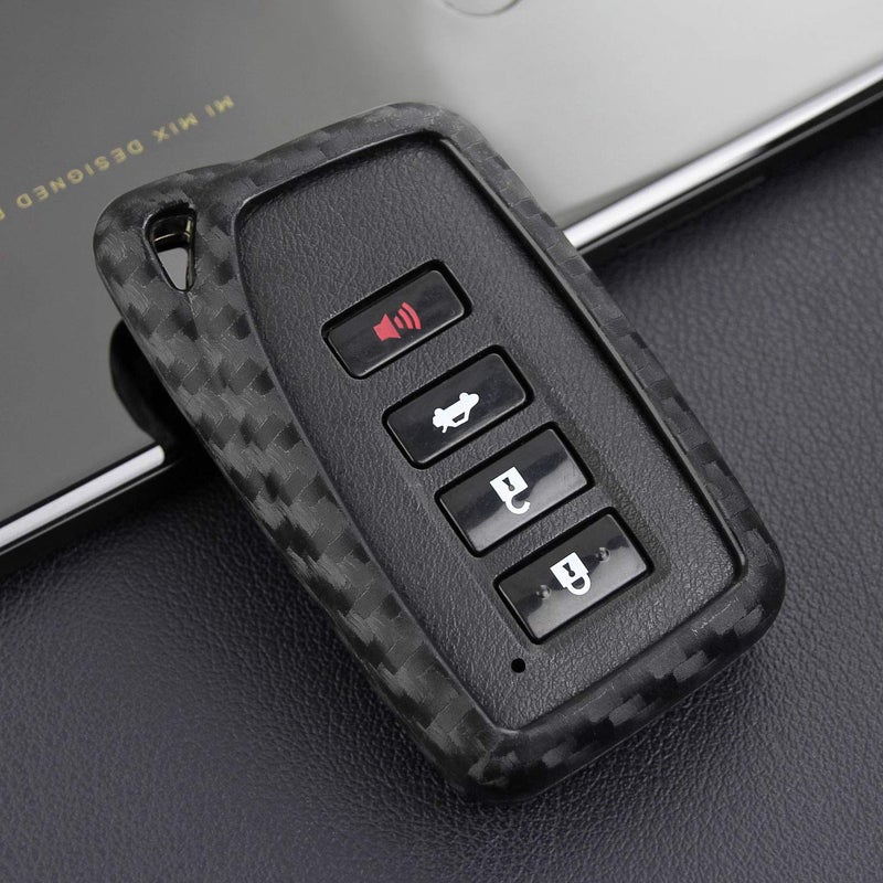 iJDMTOY Carbon Fiber Pattern Soft Silicone Key Fob Cover Case Compatible with Lexus is ES GS RC NX RX LX 200 250 350 2nd Gen Smart Key - Image 5