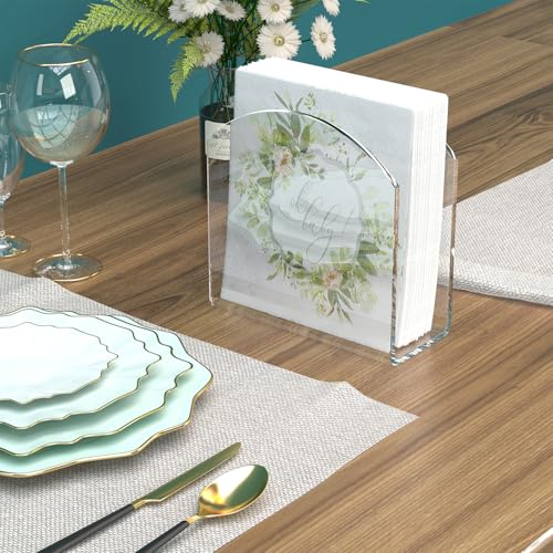 PITBVO Napkin Holder, 2 Pack Clear Acrylic Napkin Tissue Holder for Table,Tissue Paper Cocktail Napkin Holder for Kitchen, Dinner Napkin Dispenser for Bar, Restaurant - Image 5