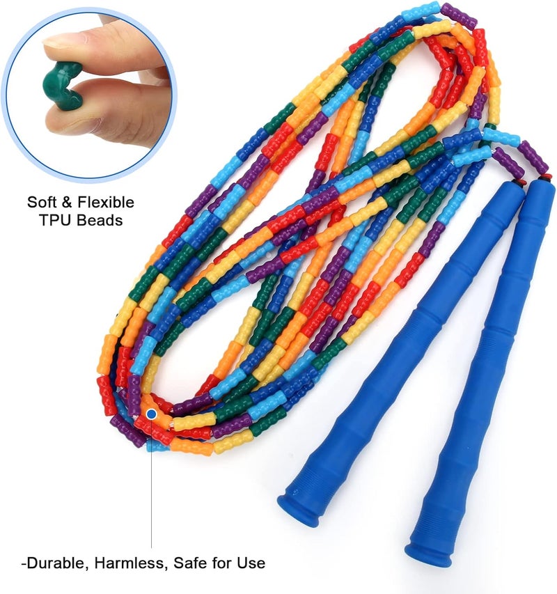 Coolrunner 16 FT Long Jump Rope(2 PACK), Double Dutch Jump Ropes, Soft Beaded Skipping for Kids Adults, Plastic Segmented Long Enough for 4-5 Jumpers - Image 2