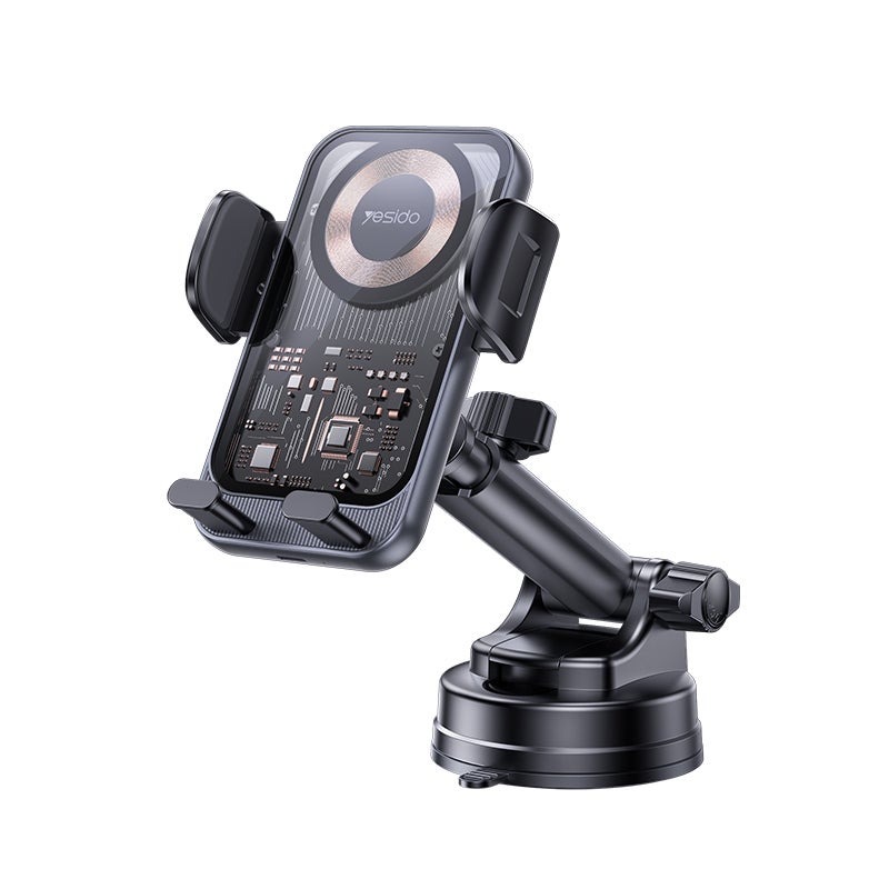 Yesido C307 Wireless Car Phone Holder with Electric Lock & 15W Fast Charging  360° Rotation - Image 1