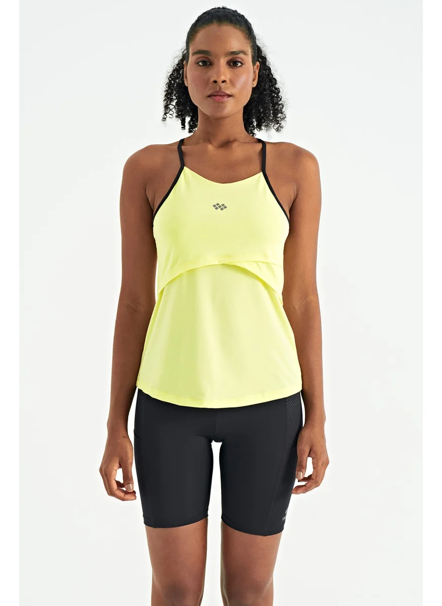 Tommy Life Lemon Cross Back Strap Detailed Standard Pattern Women's Sports Undershirt - 97261