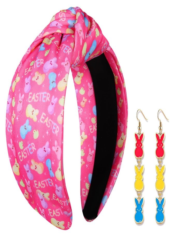 PHALIN Easter Headband for Women Beaded Bunny Knotted Headband Crystal Rhinestone Wide Top Knot Headbands Easter Accessories Holiday Festive Hair Accessory Party Jewelry Gifts (Bunny 3) - Image 1