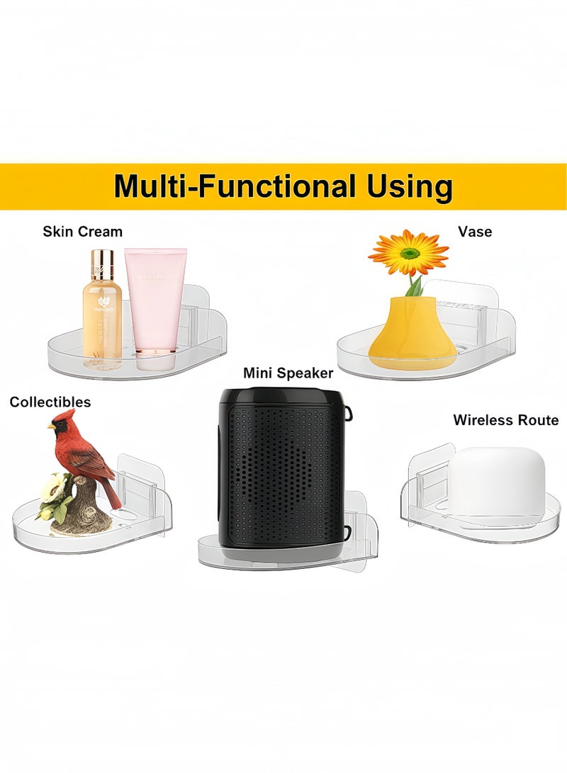 fantasize 3 Pcs Acrylic Small Wall Shelf, Bracket with Adhesive, Mini Floating Wall Shelves, Easy to Install No Drill - Image 2