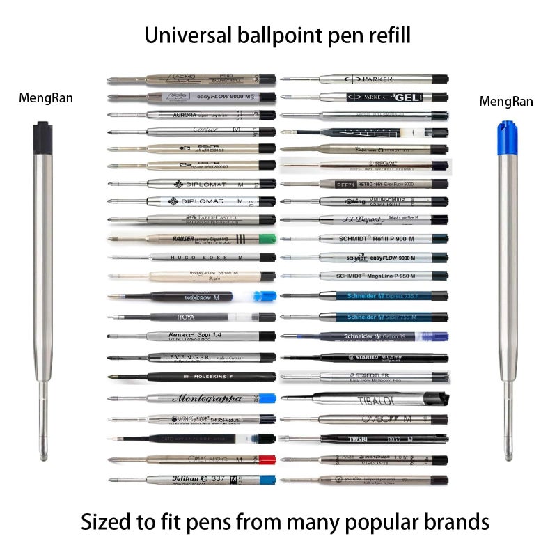 MengRan 3.9'' Ballpoint Ink Pen Refills for Click Pens,1mm Medium Tip,Compatible with Parker Pen Refill,Pack of 10 (Black Ink) - Image 3