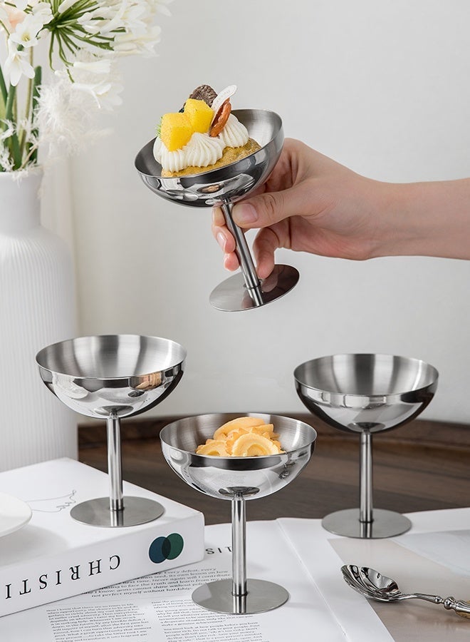 Bukela 4pcs Dessert Cup, Dessert Bowl, Stainless Steel Dessert Cup, Ice Cream Cup, Pudding Cup, Custard Bowl(200ml) - Image 1