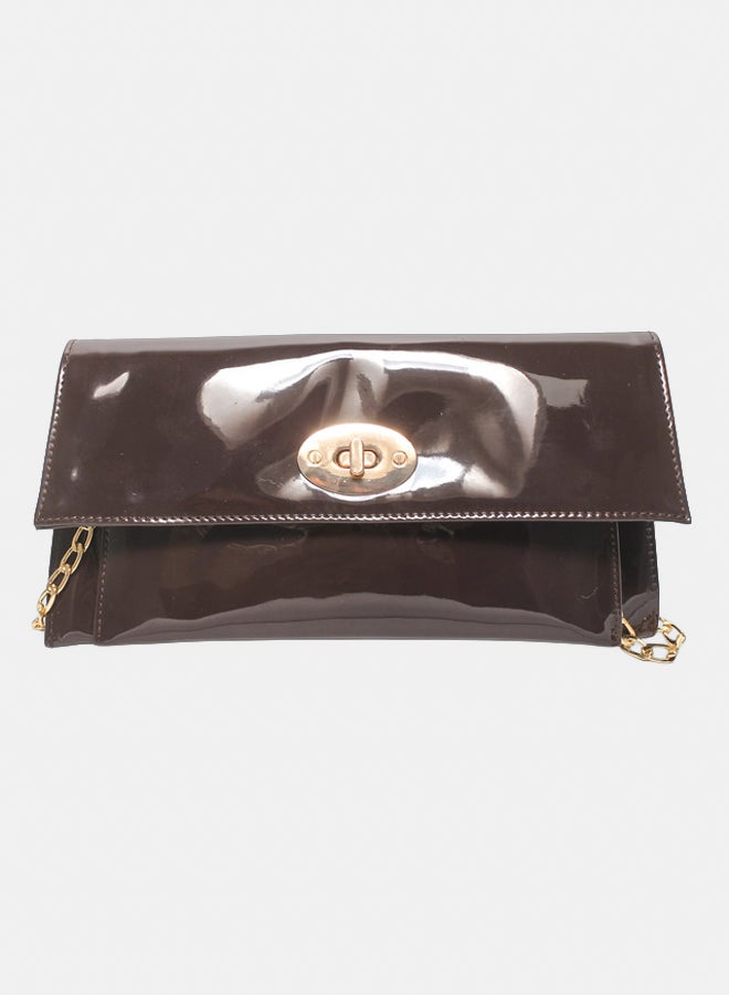 Glitter Women Bag with Cross Hand - Brown - Image 1