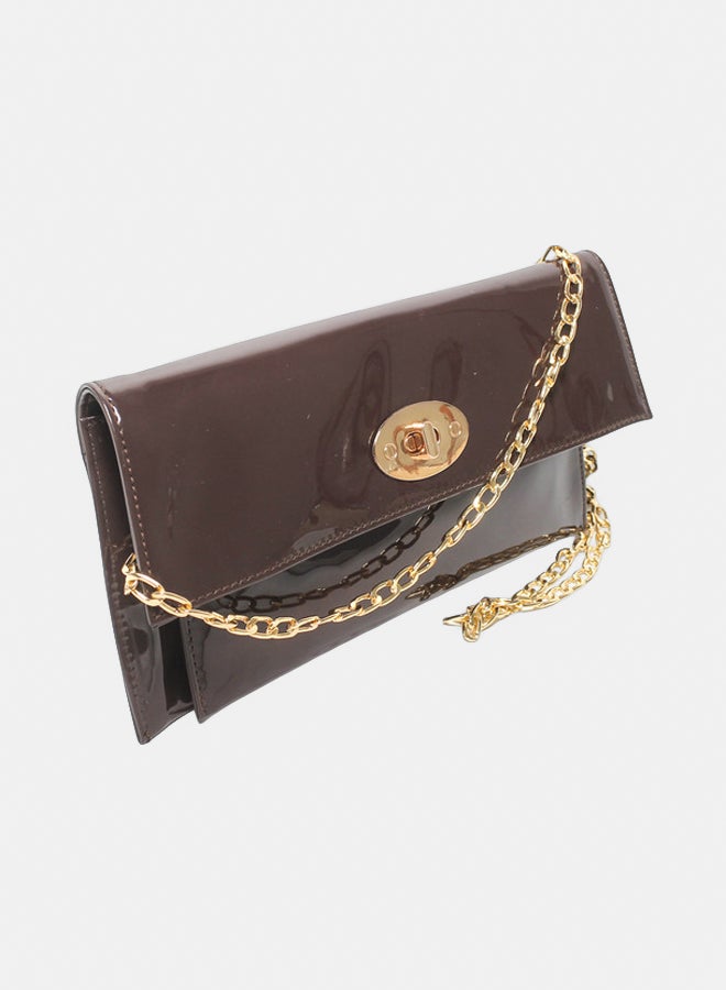 Glitter Women Bag with Cross Hand - Brown - Image 2
