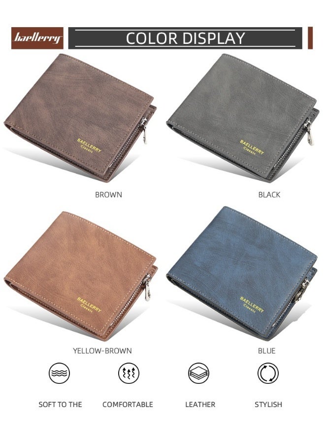 baellerry Short Men's Money Wallet Stylish Youth Zipper Coin Wallet Horizontal Leather Ticket Wallet  - Image 5