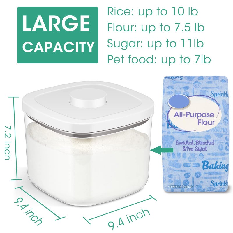 TBMAXS Airtight Rice Container 10 Lbs, Clear Plastic Food Storage Container Bin For Flour Sugar, Dry Food Holder with Easy Locking Lid for Kitchen Pantry Organization and Storage - Image 2