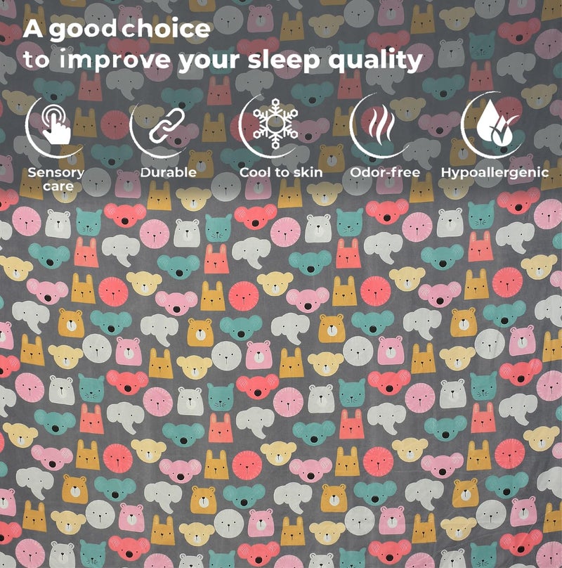 FRESH FROM LOOM Glace Cotton Wrinkle Free Soft Hypoallergenic Bed Sheet | Cartoon Printed Double Bedsheets King Size For Kids With 2 Pillow Cover (90X95 Inches/Black/Cartoon), 144 tc - Image 3