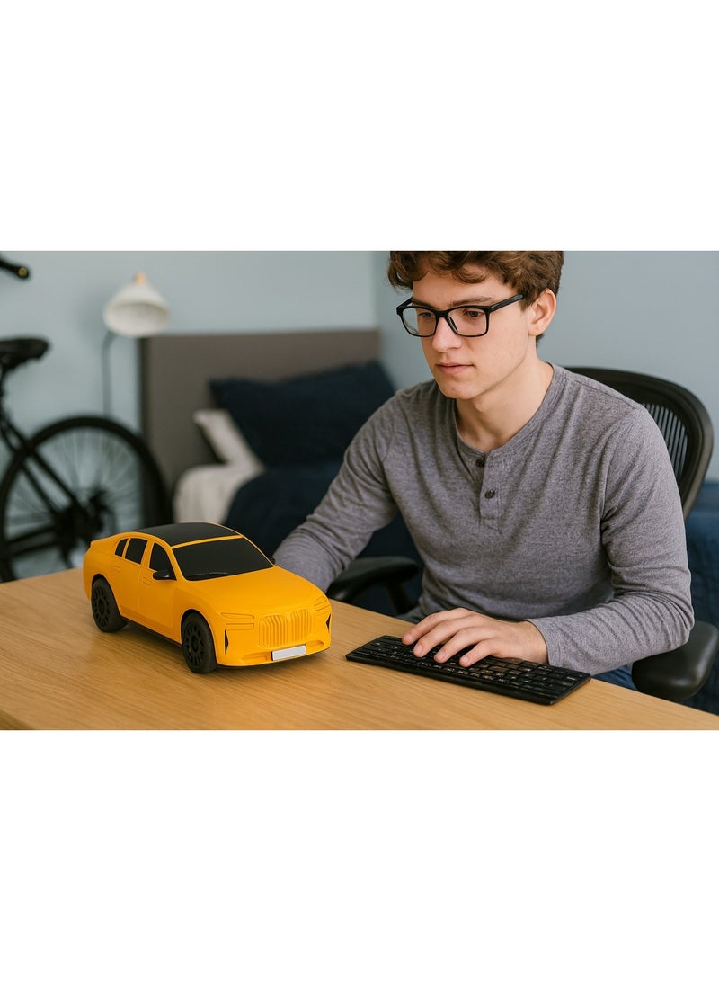 Kisonli B8 Bluetooth Car- Shaped Speaker with High-Quality Sound, USB Port and TF Card - Yellow - Image 2