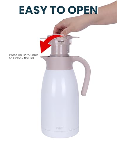 GiNT 1.9L / 64Oz Thermal Coffee Carafe, Insulated Stainless Steel Coffee Carafes for Keeping Hot/Double Walled Vacuum Thermal Carafe (White) - Image 5