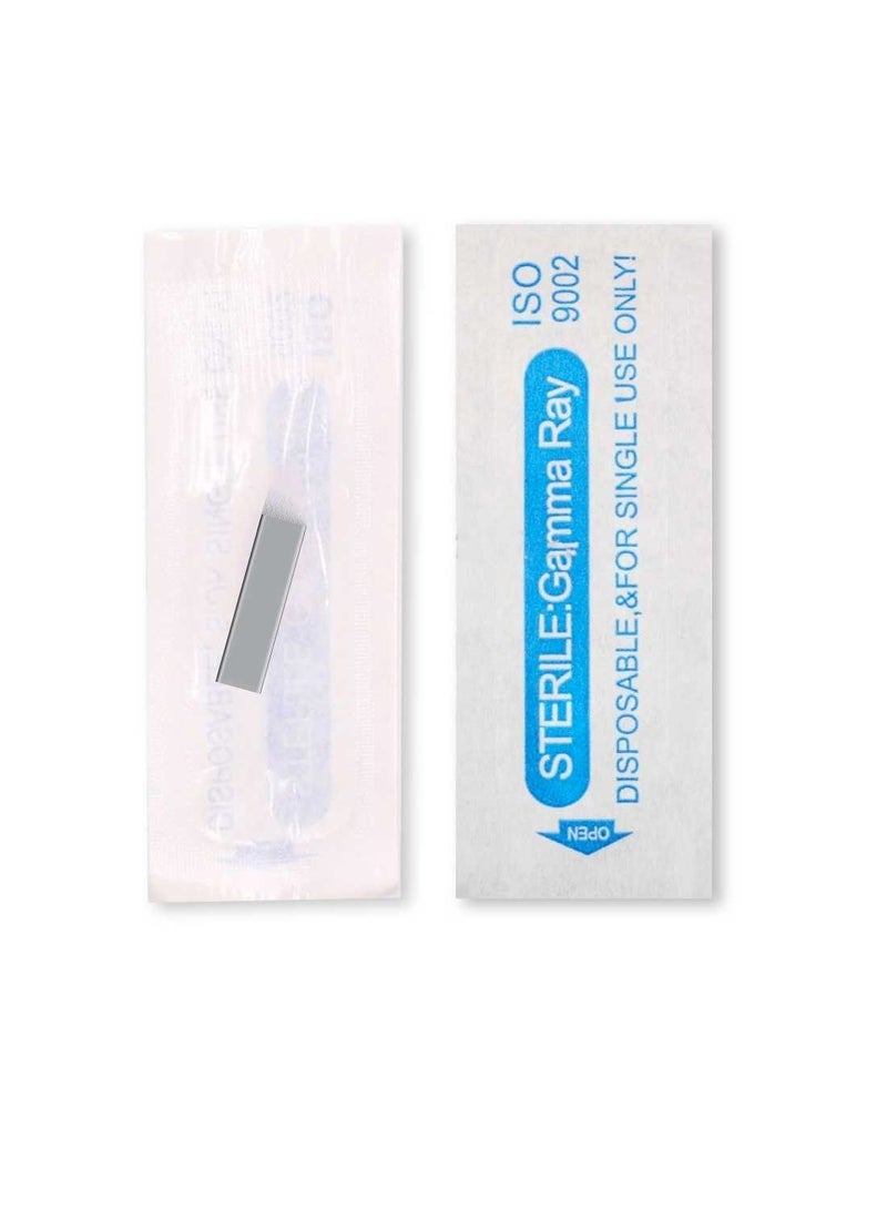 IOLITE Microblading 16 Prong Slant Double Line Needles spmu needles size 25mm one time use disposable blade Sterile packaged 12pcs - Image 2