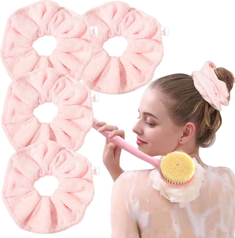 Ivyu Microfiber Hair Drying Scrunchies Towel Fiber  Buns Large Scrunchie for Curl Hair for Bed Shower Warp Wet Anti Frizz Hair Products Absorbent Fast Terry Cloth Scrunchy Gifts For Women Girls Pink