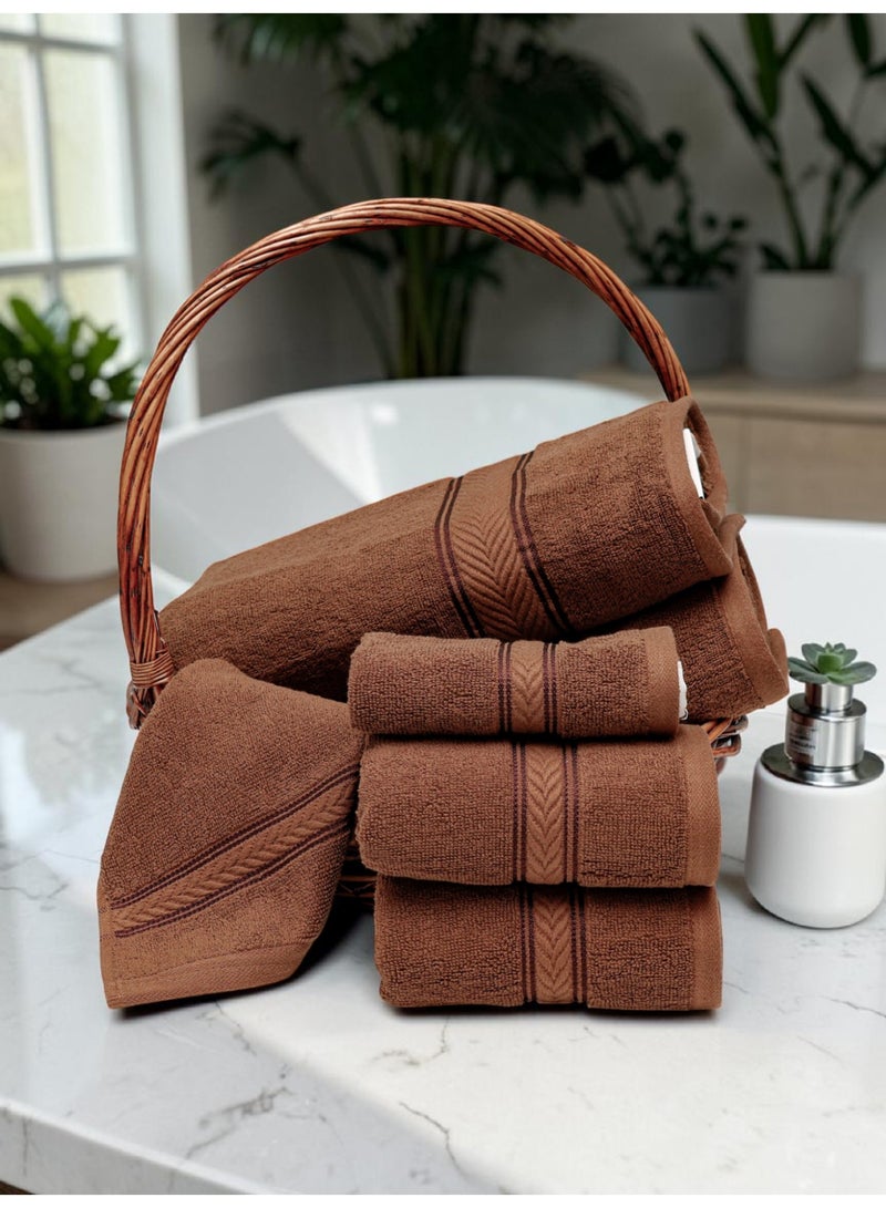 Baltic Linen - 6 Pcs Towel Set, Amani Touch, 100% Cotton, 550 GSM, Brown, 2pcs Bath Towel 70cmx140cm, 2 Pcs Hand Towel 40cmx70cm, 2Pcs Face Towel 33cmx33cm, Ultra Soft and Absorbent, Quick Drying - Image 3
