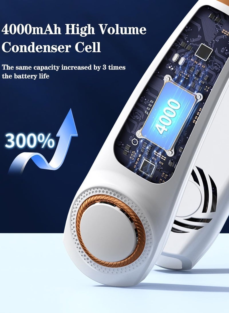general LED light Neck Fan Air Conditioner with Cooling Plates, 5 Speeds Blow Cold Air Adjustable, Portable 4000 mAh Battery USB Rechargeable Personal Fan for Women, Camping Travel, Outdoor, White - Image 4