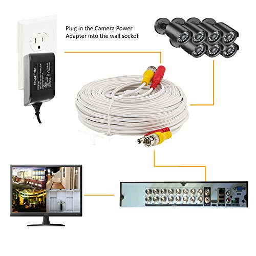 InstallerCCTV 60ft All-in-One Video HD-TVI HD-CVI AHD Analog 1080p Premade Cable for CCTV Security Cameras - White - Image 4