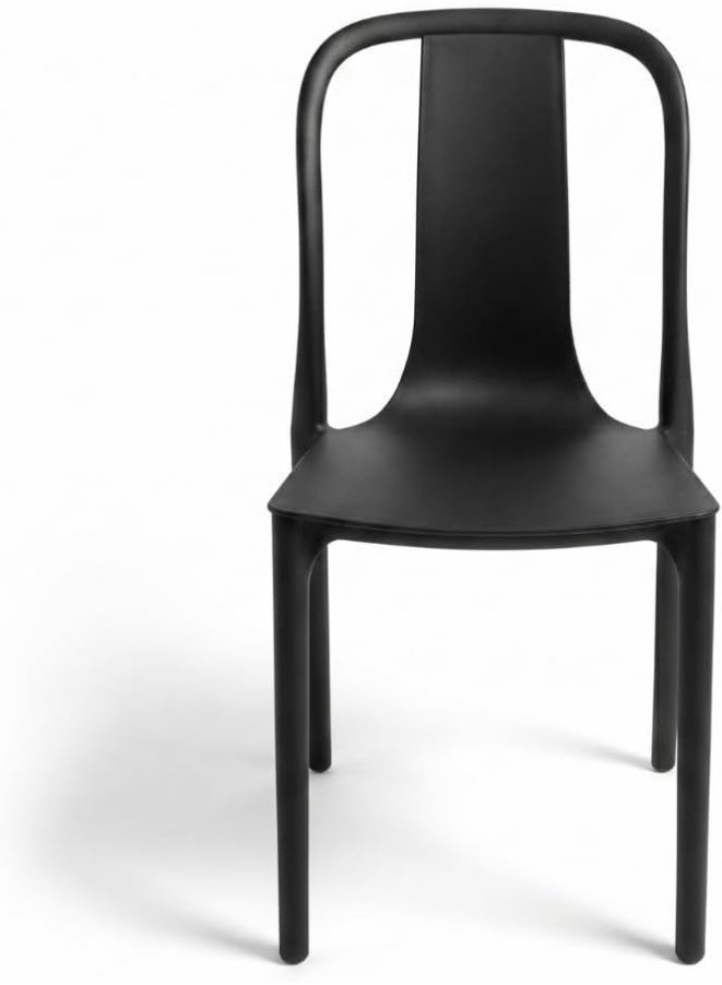 Marcolo Verona Chair, Modern Two-Tone Plastic Dining Chair, Ergonomic Curved Backrest, Lightweight & Durable Indoor/Outdoor Chair for Kitchen, Dining Room, Café & Patio (Black & Black) - Image 1