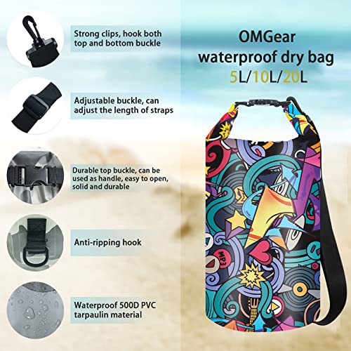 OMGear Waterproof Dry Bag Backpack Waterproof Phone Pouch 40L/30L/20L/10L/5L Floating Dry Sack for Kayaking Boating Sailing Canoeing Rafting Hiking Camping Outdoors Activities (Patterned02,20L) - Image 3