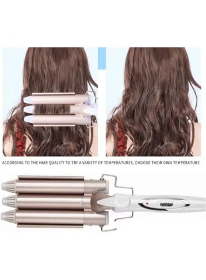 JAJEEK 2PCS Professional Hair Styling Set – Ceramic Triple Barrel Curling Iron & Hair Straightener Brush | Fast Heating, Adjustable Temperature, Anti-Frizz, Smooth & Wavy Styling Tool Set - Image 4